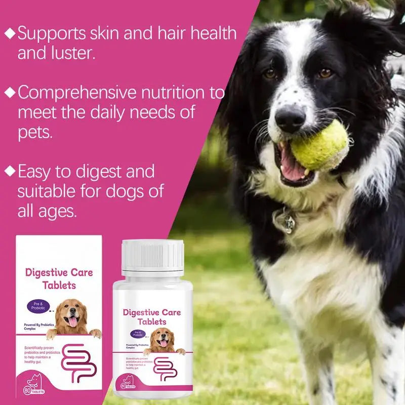 Probiotic for Dogs - Enhance Gut Health & Coat Shine - 80 Tablets