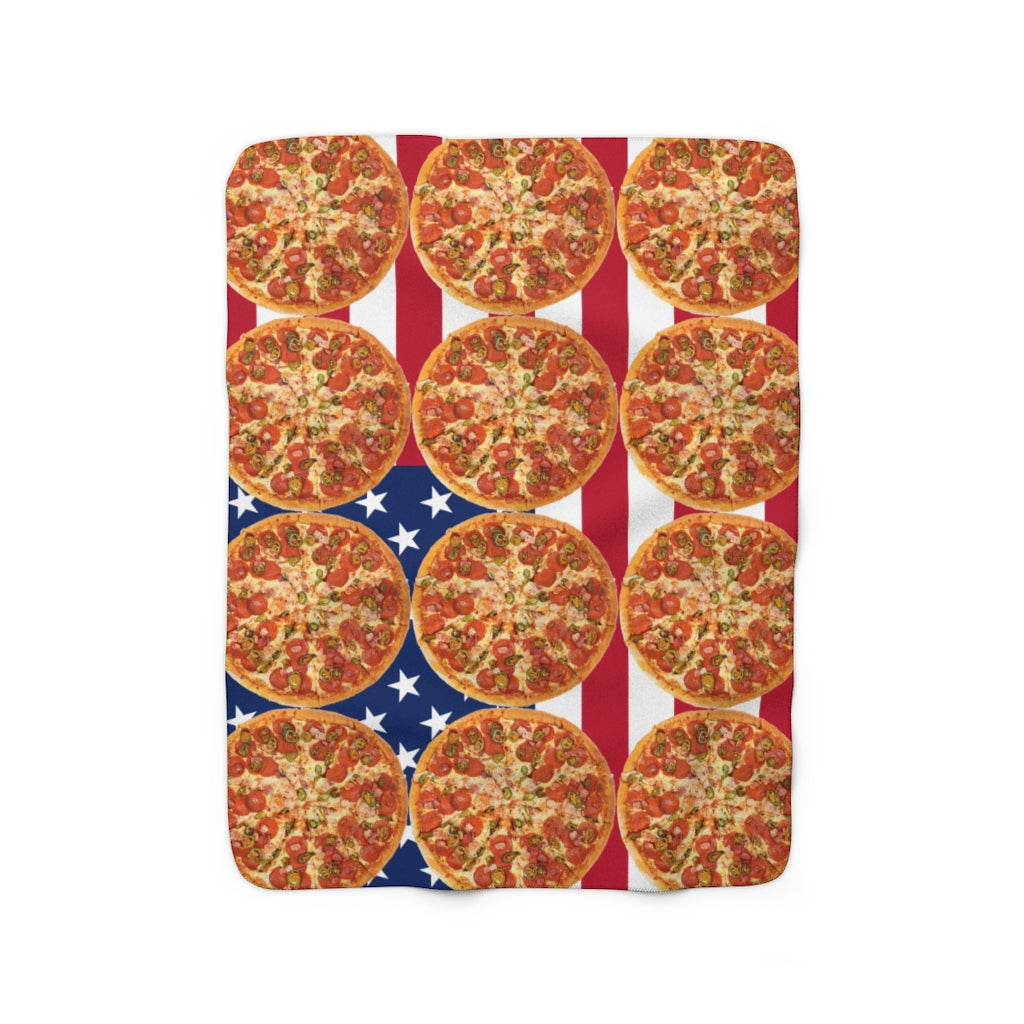 The Original American Flag Pizza Blanket | Sherpa Fleece | 50"x60"