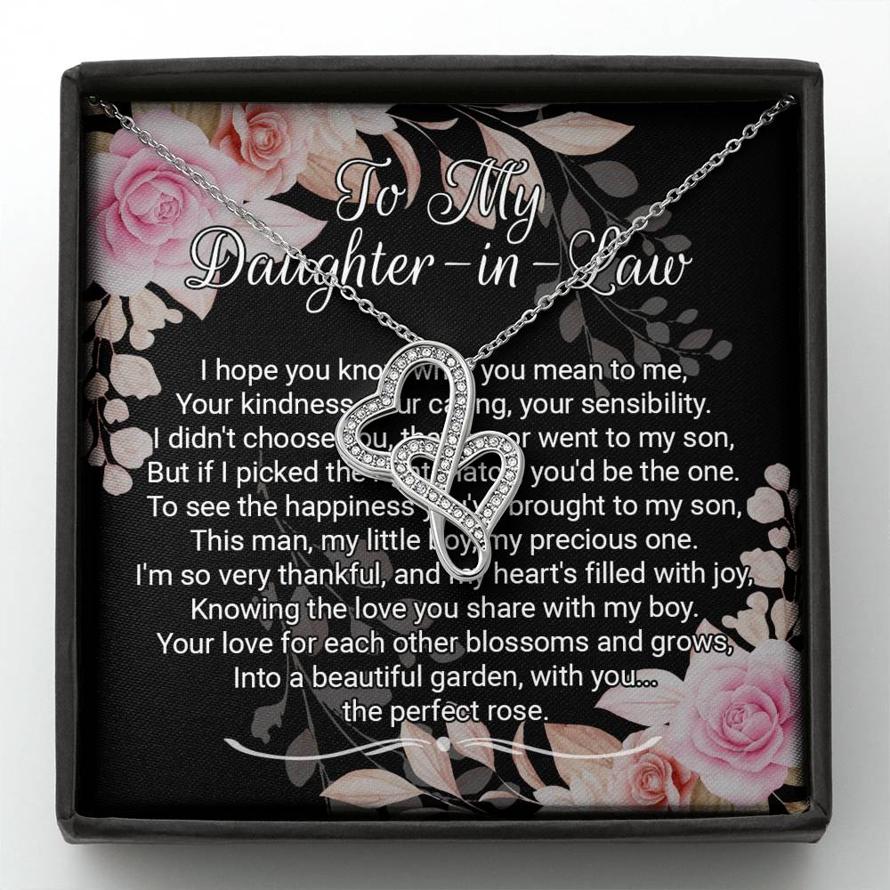 Daughter-In-Law Gift Necklace: Wedding Gift, Jewelry From Mother-In Law, Gift for Bride Double Heart Necklace
