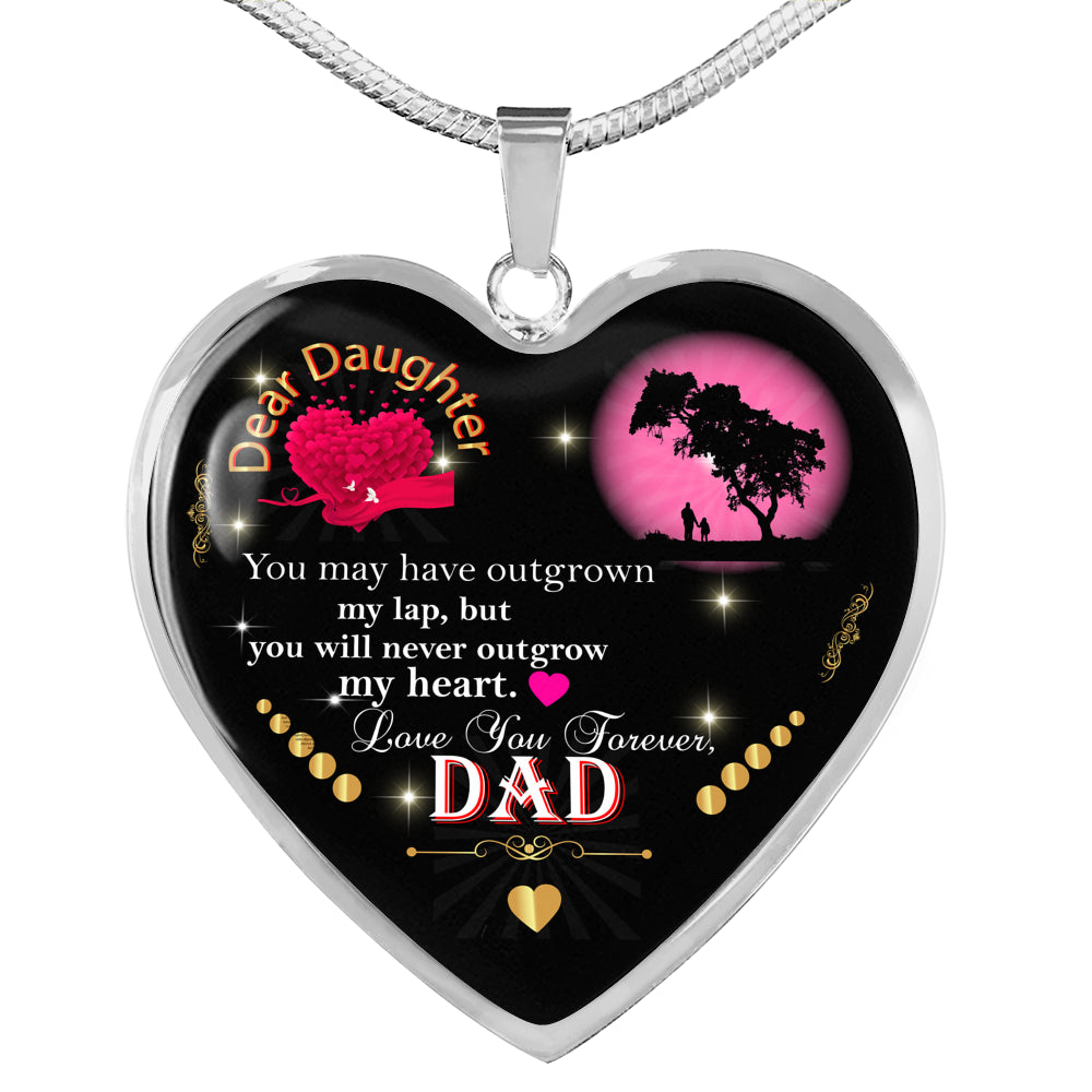 Daughter Gift From Dad Necklace | 18"-22" Adjustable Heart Pendant Daughter Gift | Optional Personalized Engraving