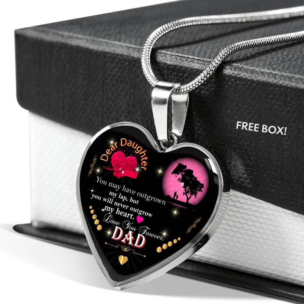 Daughter Gift From Dad Necklace | 18"-22" Adjustable Heart Pendant Daughter Gift | Optional Personalized Engraving