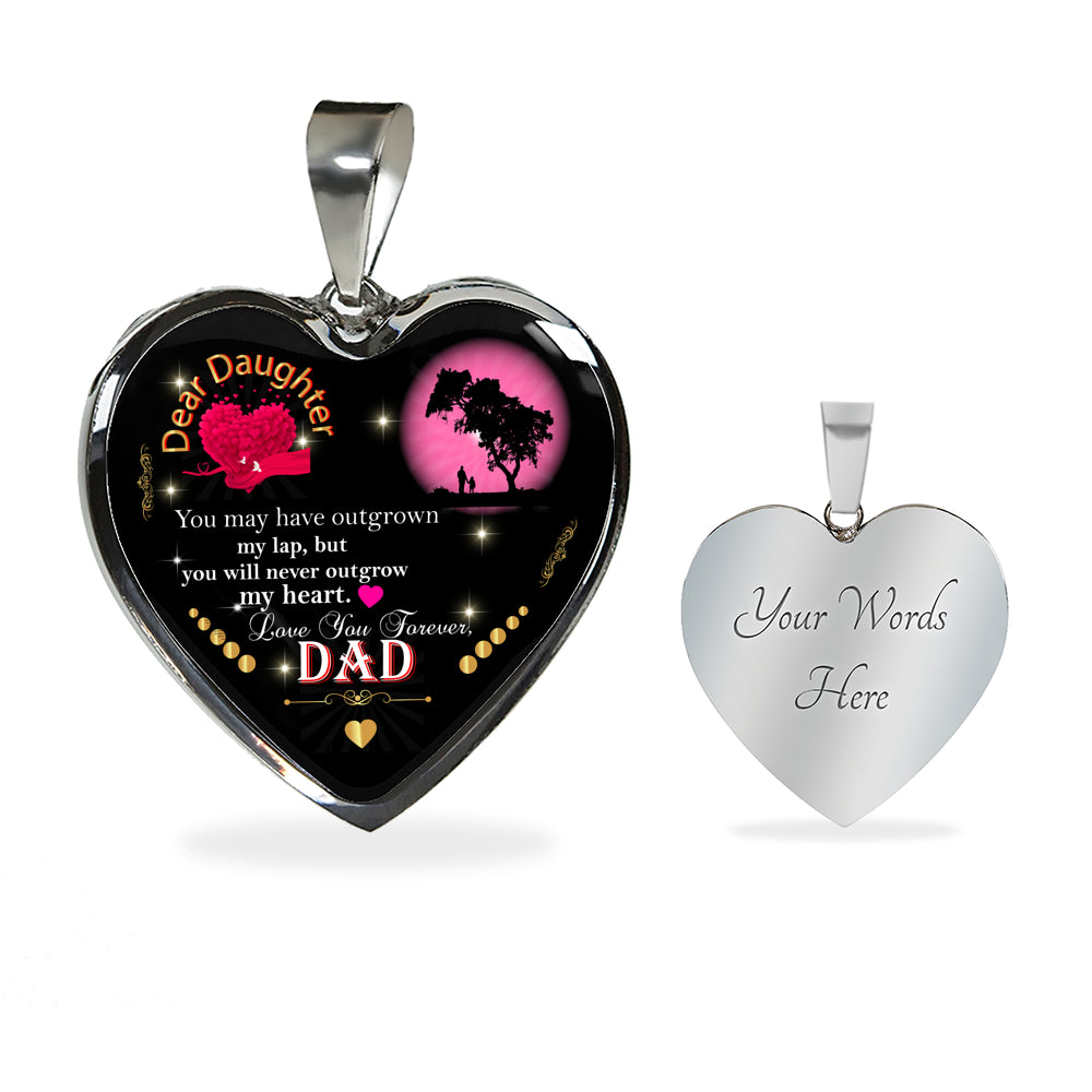 Daughter Gift From Dad Necklace | 18"-22" Adjustable Heart Pendant Daughter Gift | Optional Personalized Engraving