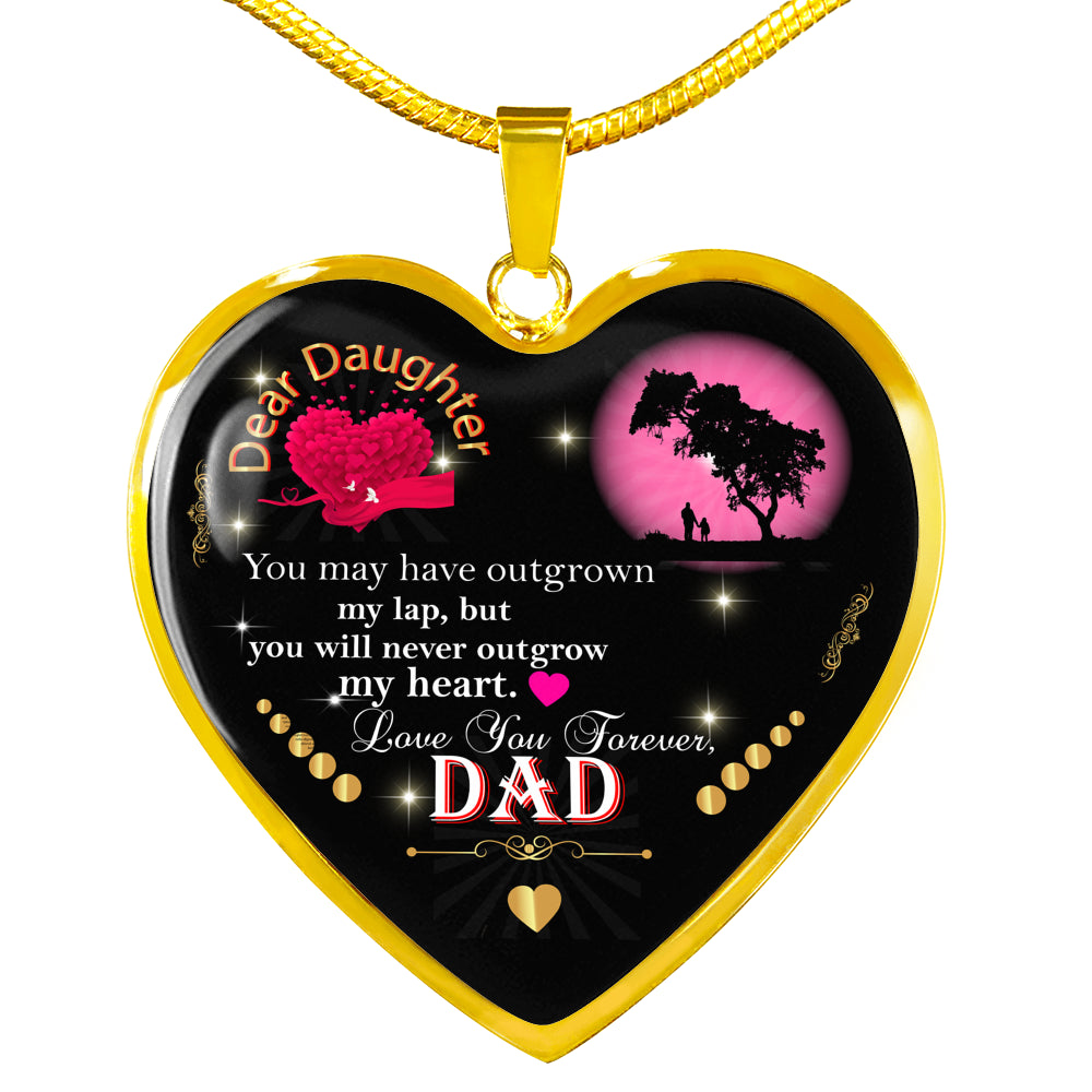 Daughter Gift From Dad Necklace | 18"-22" Adjustable Heart Pendant Daughter Gift | Optional Personalized Engraving