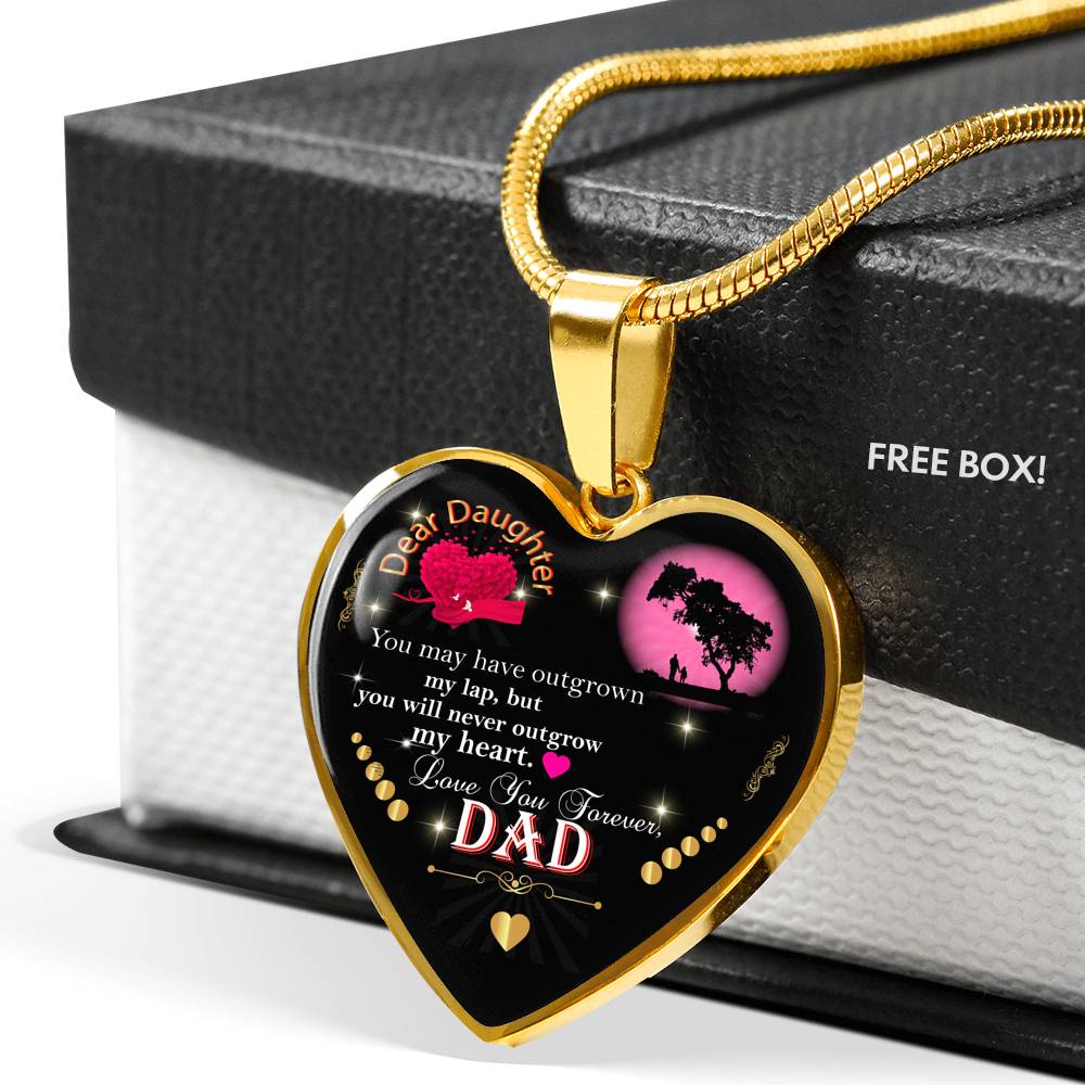 Daughter Gift From Dad Necklace | 18"-22" Adjustable Heart Pendant Daughter Gift | Optional Personalized Engraving