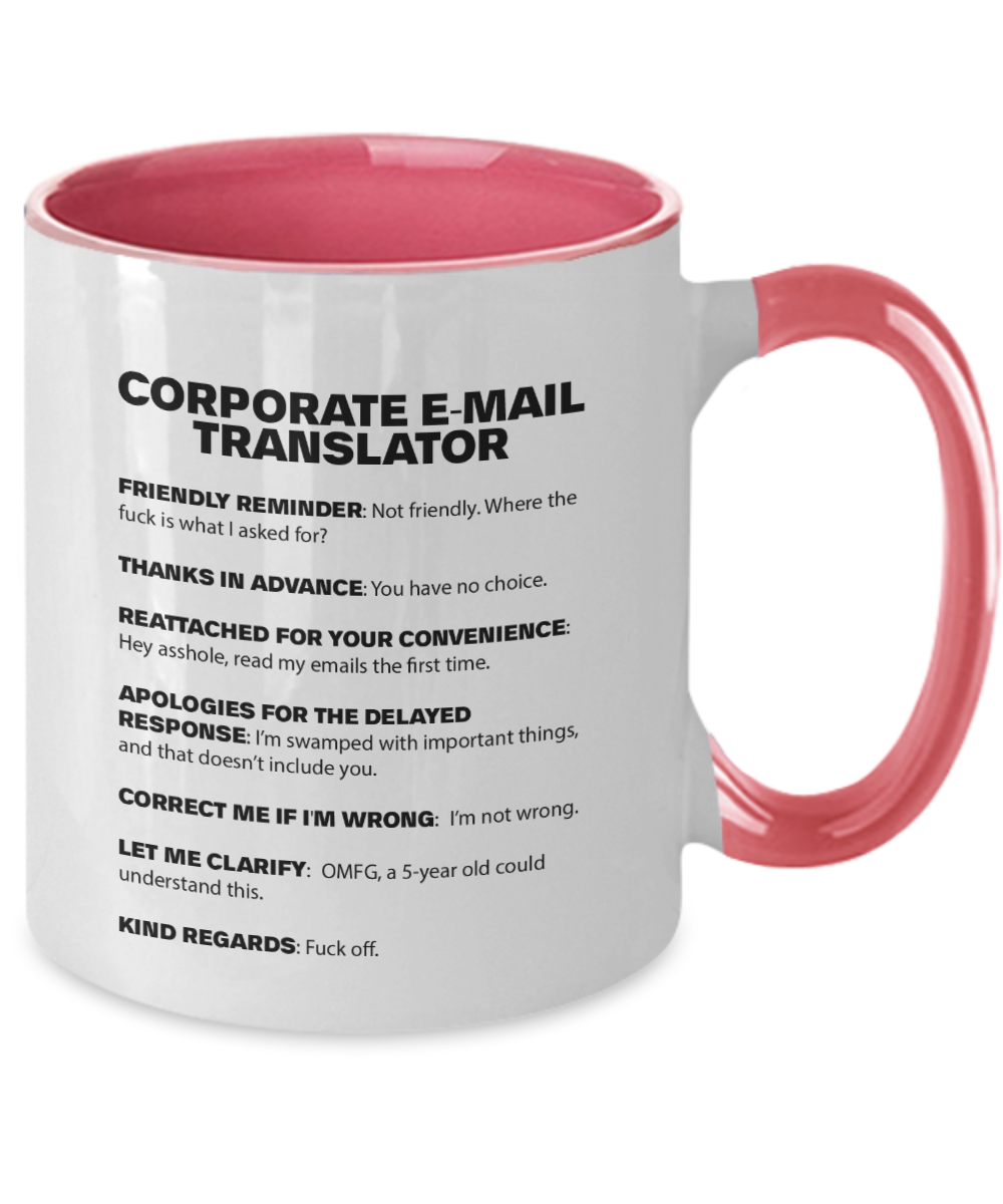 Corporate Email Translator Mug | Funny Work Mug | Co-Worker Gift | 11oz