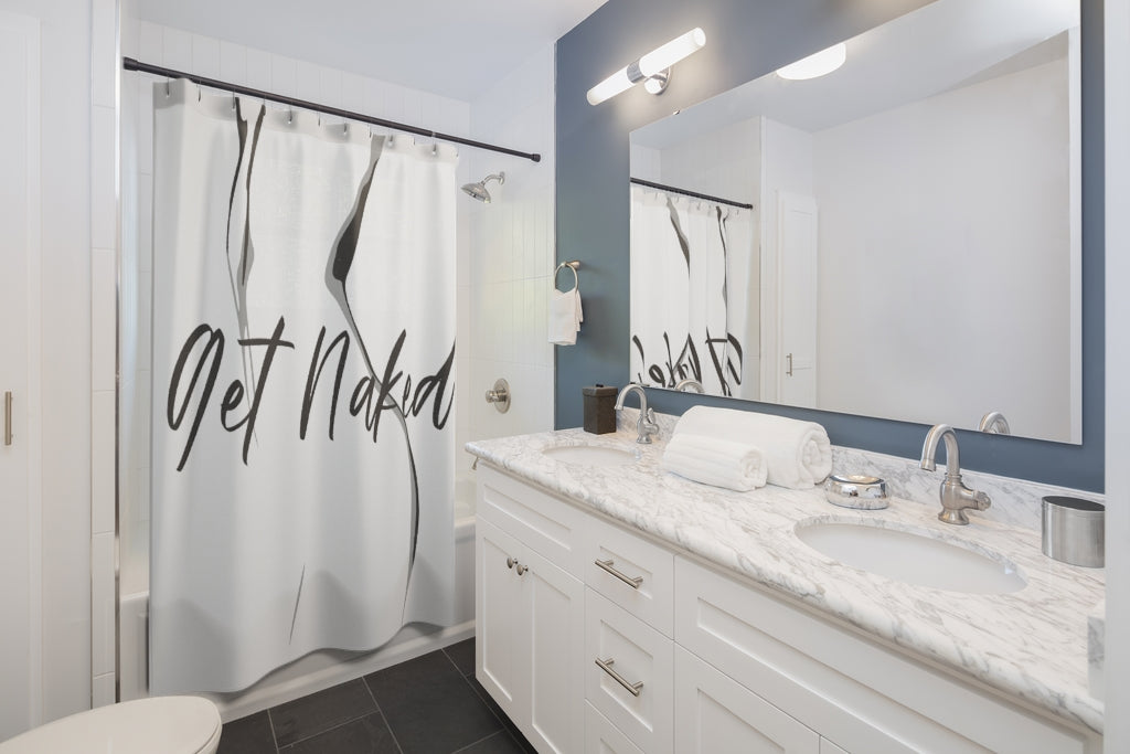 Get Naked Shower Curtain | Unique Gift Ideas | Shower Decor | Bathroom Decor | Bath Curtain | 74x71 Inches