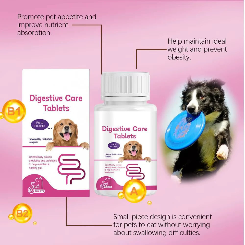 Probiotic for Dogs - Enhance Gut Health & Coat Shine - 80 Tablets