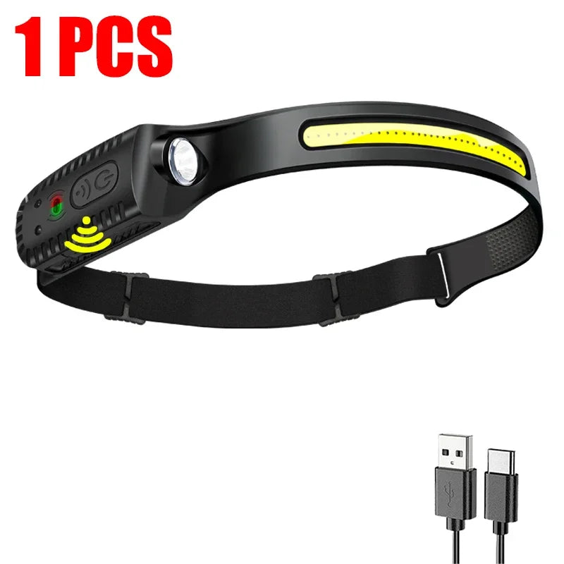 LED Headlamp - USB Rechargeable 350 Lumens Motion Sensor Light