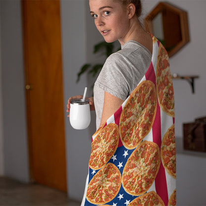 The Original American Flag Pizza Blanket | Sherpa Fleece | 50"x60"