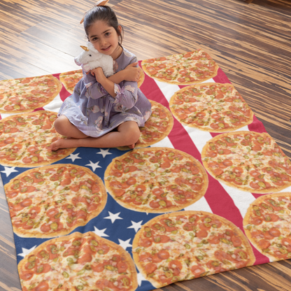 The Original American Flag Pizza Blanket | Sherpa Fleece | 50"x60"