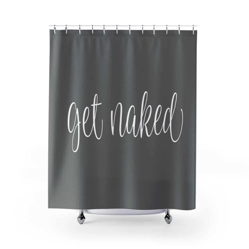 Get Naked Shower Curtain | Funny Bathroom Decor | Modern Shower Curtain | Bathroom Accessory | Washroom Decor | 71 x 74 in.
