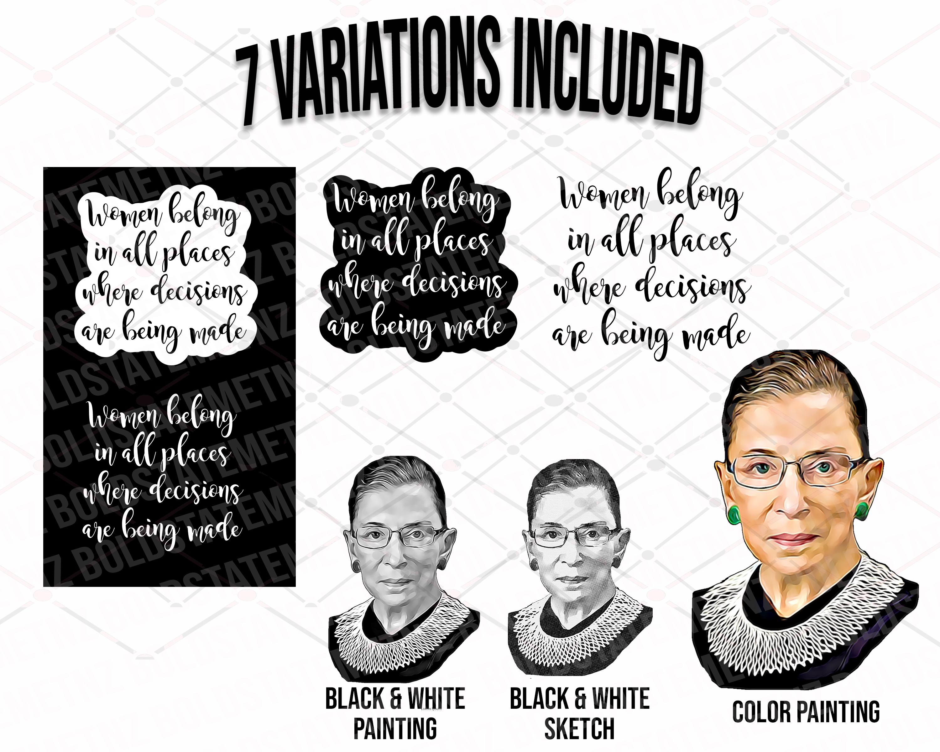 RBG SVG | Women Belong in All Places Where Decisions Are Being Made SVG | Feminist Sayings | Ruth Bader Ginsburg | Protest | Dissent