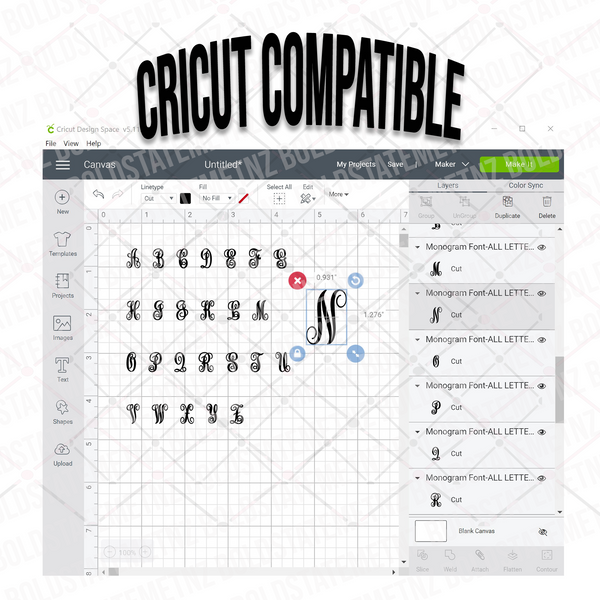 Monogram SVG & PNG | Monogram Initials Font | Clip Art | Cricut | Silhouette Cameo