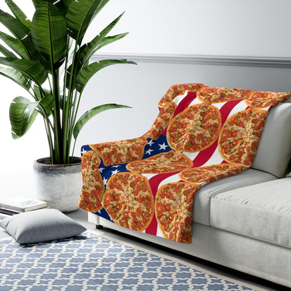 The Original American Flag Pizza Blanket | Sherpa Fleece | 50"x60"