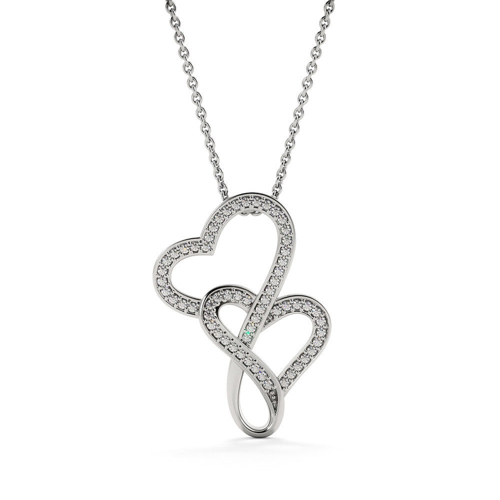 Daughter Gift From Mom Necklace | 18"-22" Double Heart Pendant Daughter Gift