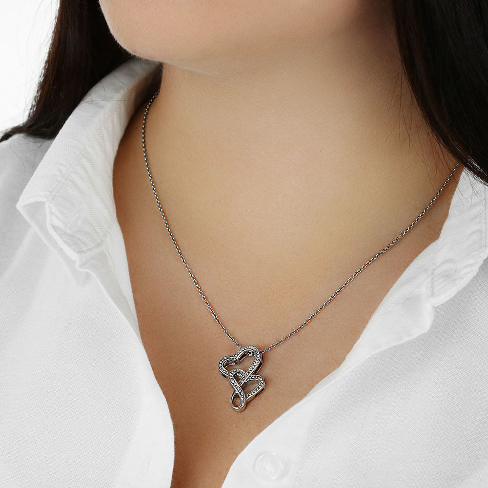 Daughter Gift From Mom Necklace | 18"-22" Double Heart Pendant Daughter Gift