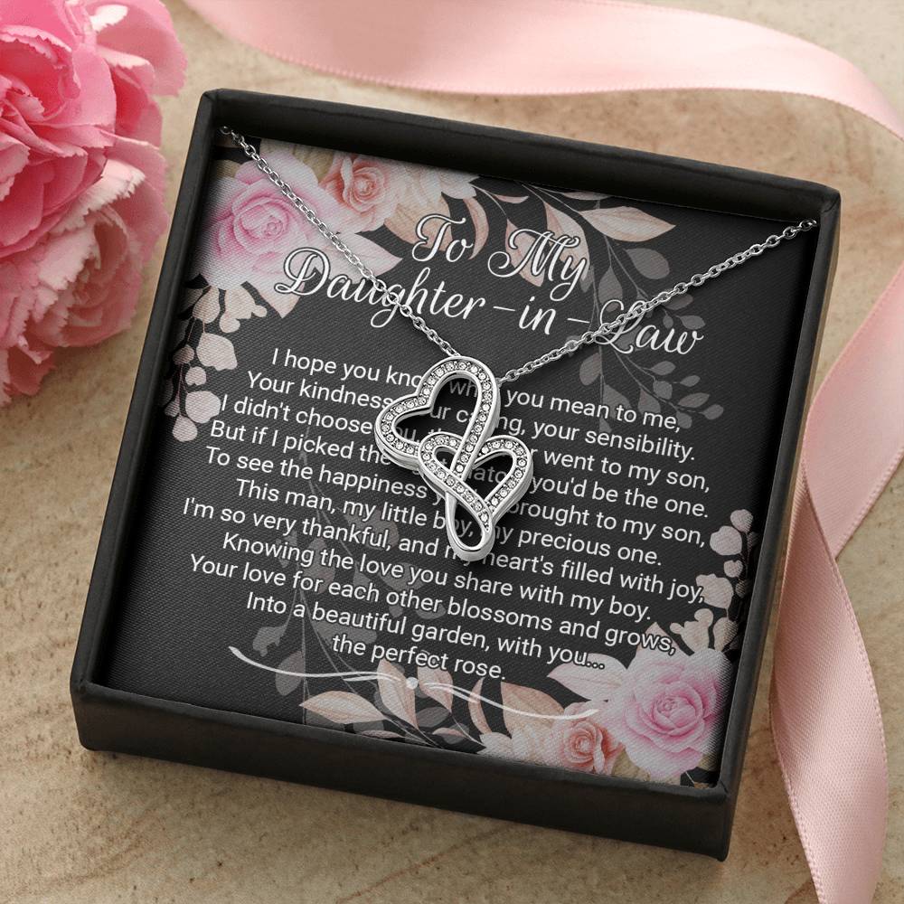 Daughter-In-Law Gift Necklace: Wedding Gift, Jewelry From Mother-In Law, Gift for Bride Double Heart Necklace