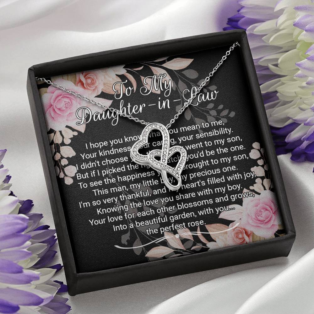 Daughter-In-Law Gift Necklace: Wedding Gift, Jewelry From Mother-In Law, Gift for Bride Double Heart Necklace