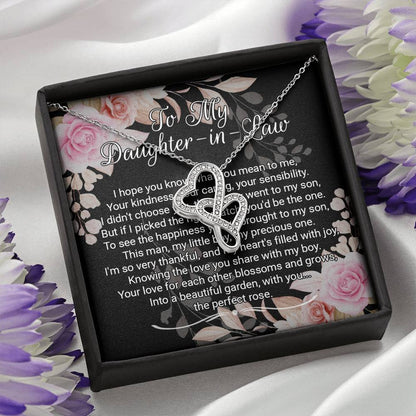 Daughter-In-Law Gift Necklace: Wedding Gift, Jewelry From Mother-In Law, Gift for Bride Double Heart Necklace