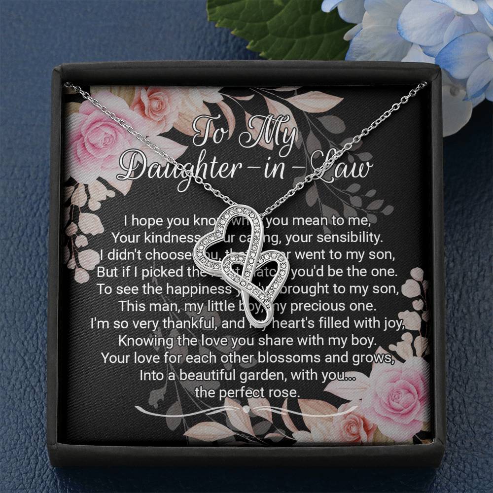 Daughter-In-Law Gift Necklace: Wedding Gift, Jewelry From Mother-In Law, Gift for Bride Double Heart Necklace