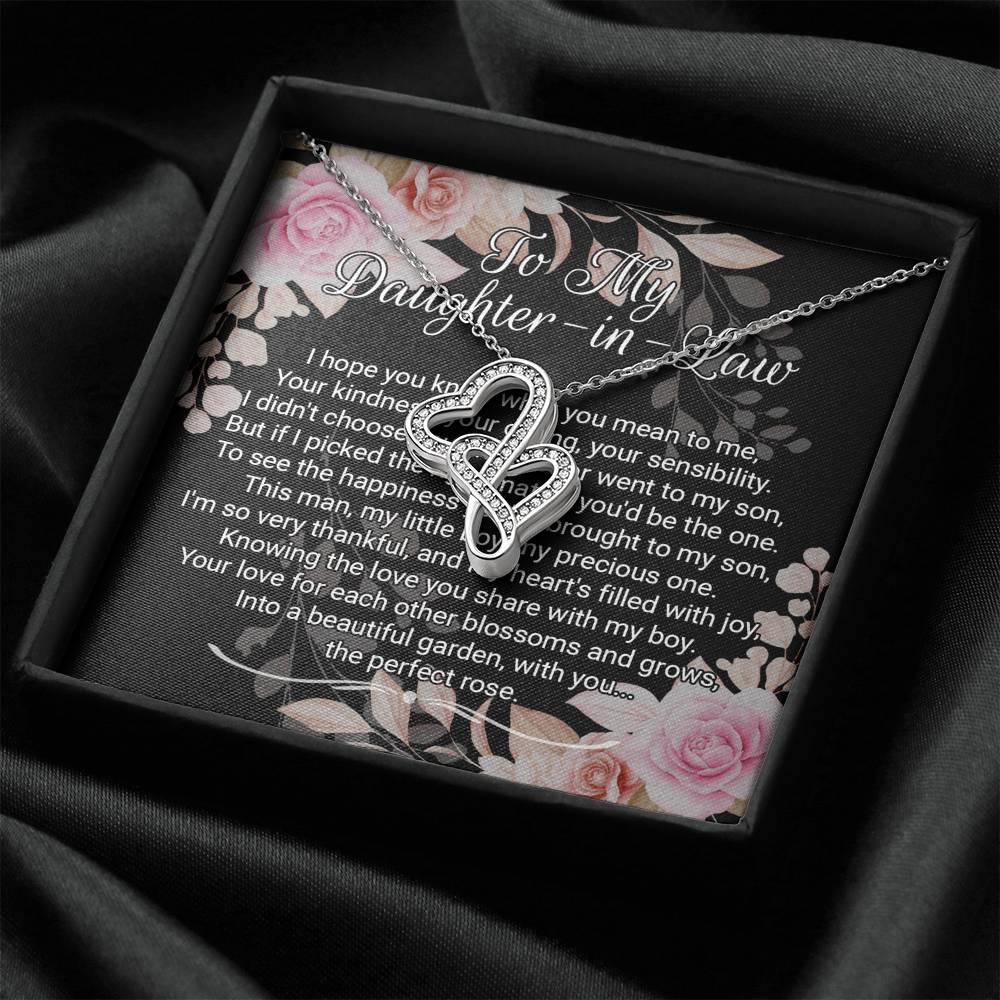 Daughter-In-Law Gift Necklace: Wedding Gift, Jewelry From Mother-In Law, Gift for Bride Double Heart Necklace