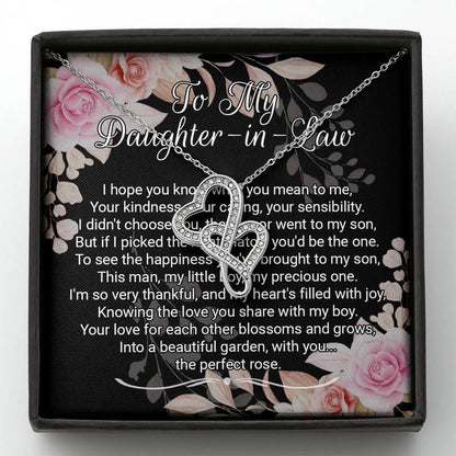 Daughter-In-Law Gift Necklace: Wedding Gift, Jewelry From Mother-In Law, Gift for Bride Double Heart Necklace