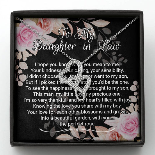 Daughter-In-Law Gift Necklace: Wedding Gift, Jewelry From Mother-In Law, Gift for Bride Double Heart Necklace