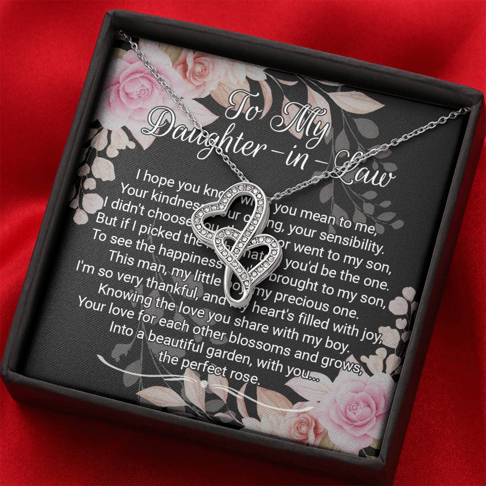 Daughter-In-Law Gift Necklace: Wedding Gift, Jewelry From Mother-In Law, Gift for Bride Double Heart Necklace