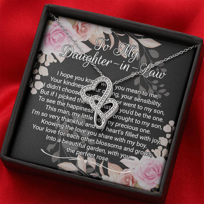 Daughter-In-Law Gift Necklace: Wedding Gift, Jewelry From Mother-In Law, Gift for Bride Double Heart Necklace