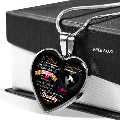 Daughter Gift From Dad Necklace | 18"-22" Adjustable Heart Pendant Daughter Gift | Optional Personalized Engraving