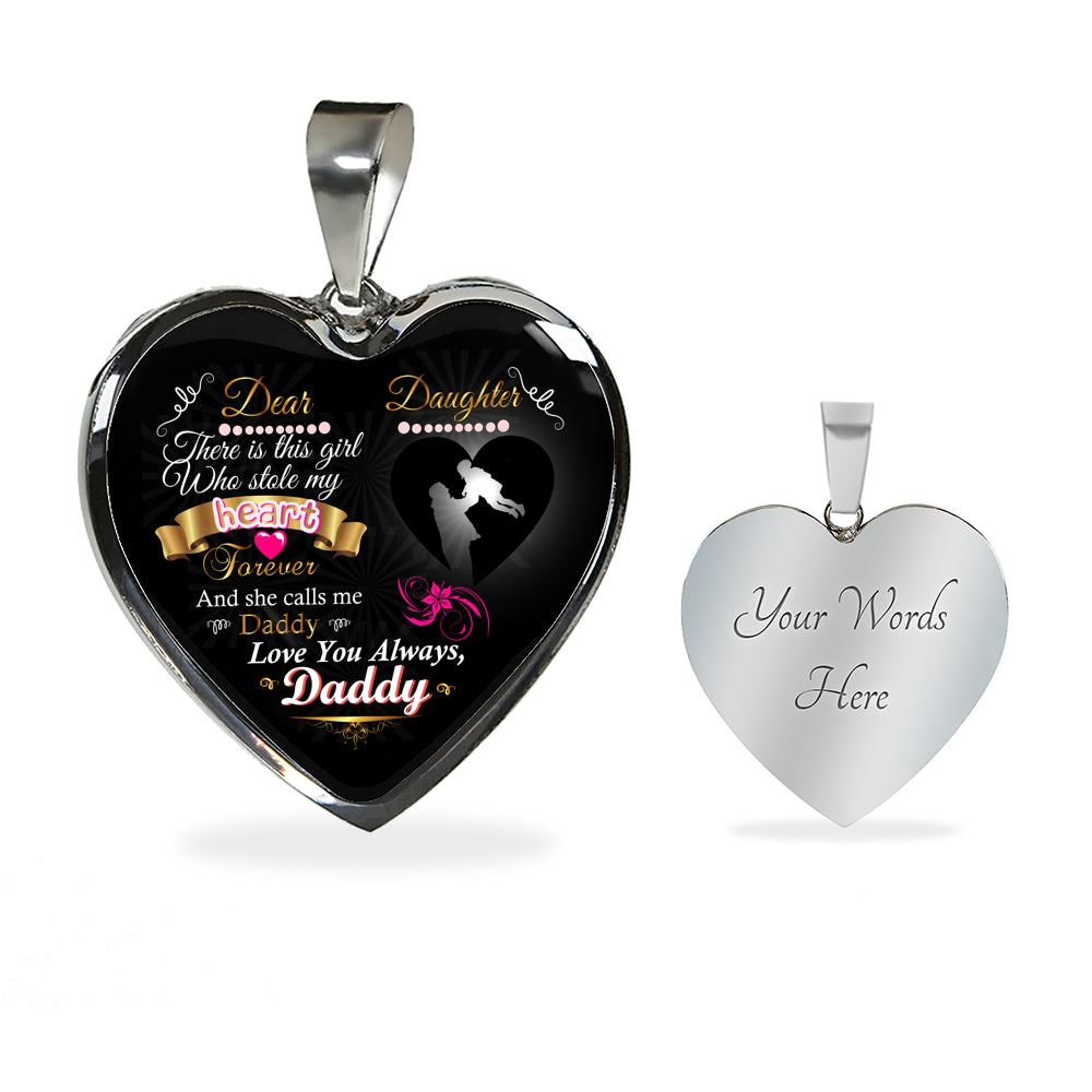 Daughter Gift From Dad Necklace | 18"-22" Adjustable Heart Pendant Daughter Gift | Optional Personalized Engraving