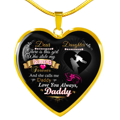 Daughter Gift From Dad Necklace | 18"-22" Adjustable Heart Pendant Daughter Gift | Optional Personalized Engraving