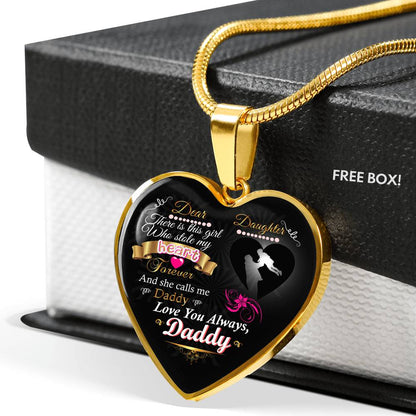 Daughter Gift From Dad Necklace | 18"-22" Adjustable Heart Pendant Daughter Gift | Optional Personalized Engraving