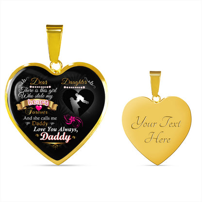Daughter Gift From Dad Necklace | 18"-22" Adjustable Heart Pendant Daughter Gift | Optional Personalized Engraving