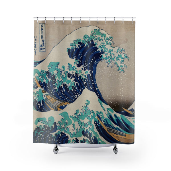 Extreme Waves Shower Curtain | Japanese Art | Boho | Unique Gift Ideas | Shower Decor | Bathroom Decor | Bath Curtain | 74x71 Inches